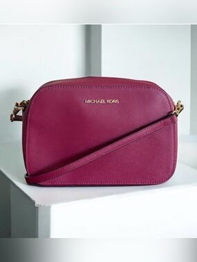 Authentic Michael Kors Magenta Crossbody Bag with Gold Hardware